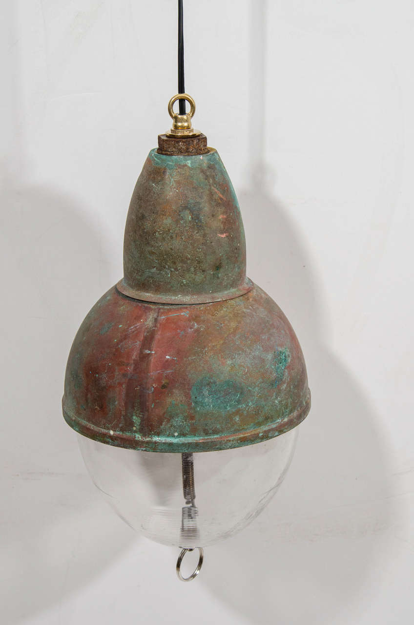 French Industrial Copper Teardrop Pendant Lights In Good Condition In New York, NY